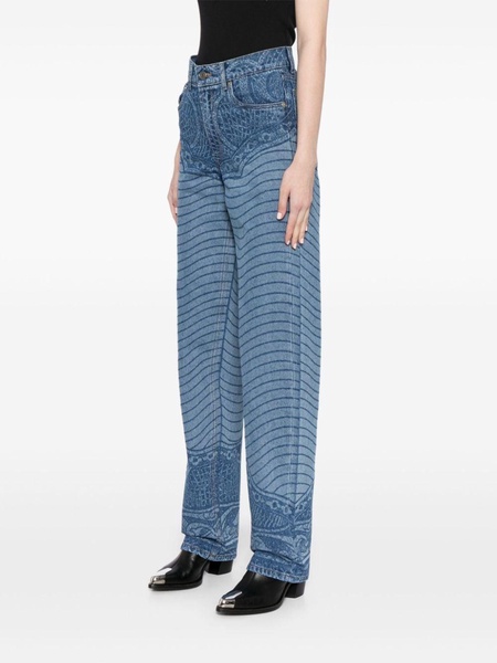 laser-print straight-leg jeans