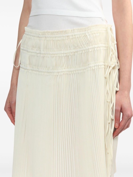 Neutral Pleated Satin Skirt