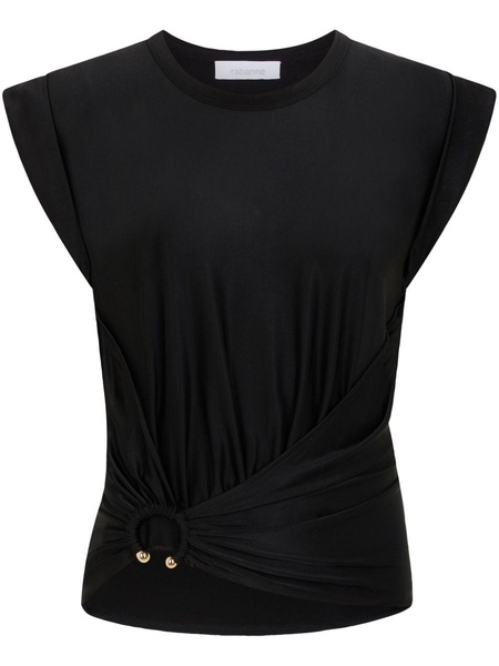 asymmetric gathered-detail blouse