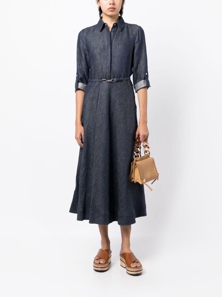 denim-shirt midi dress