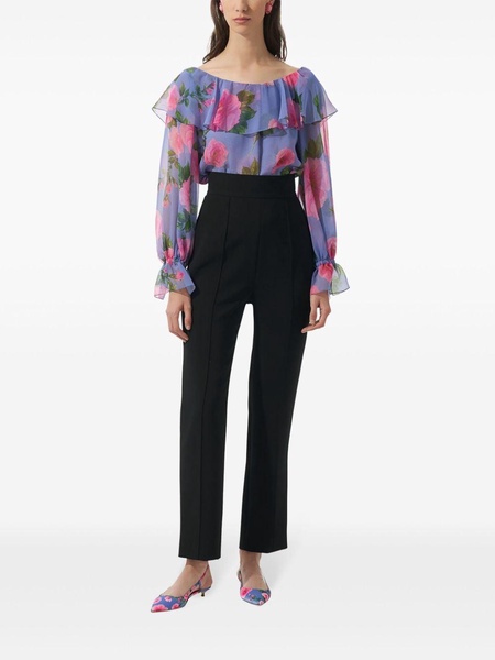 rose-print chiffon blouse