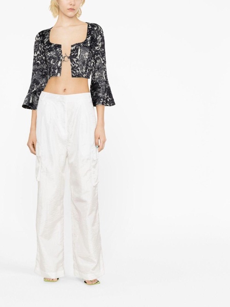 lace-print cropped blouse