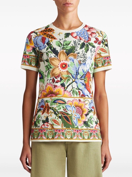 floral-print cotton T-shirt