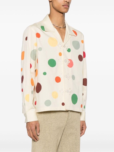 Neutral Dot-Appliqué Cotton Shirt