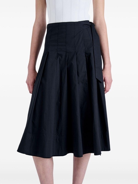 pleated wrap midi skirt