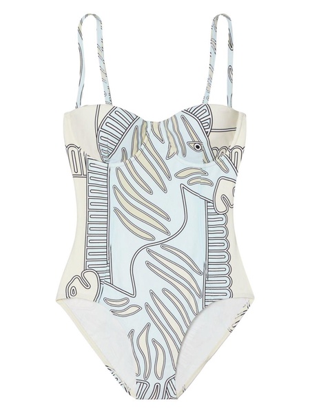 printed underwire-cup one-piece