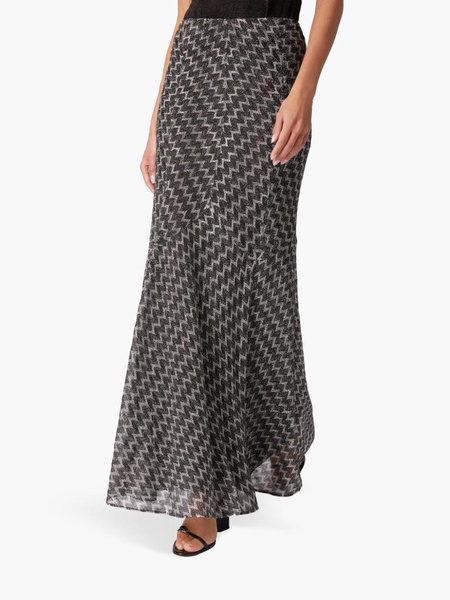 Zigzag lamé flared maxi skirt