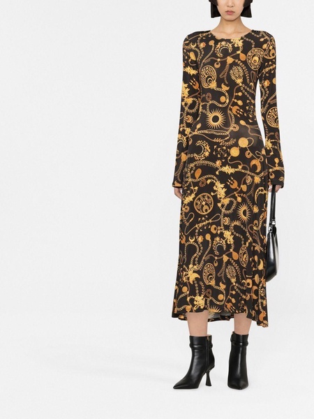 graphic-print drawstring dress