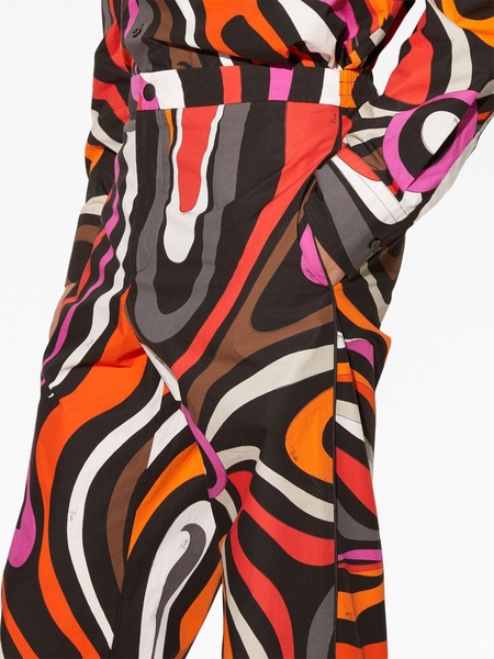 wave-print silk high-waist trousers 