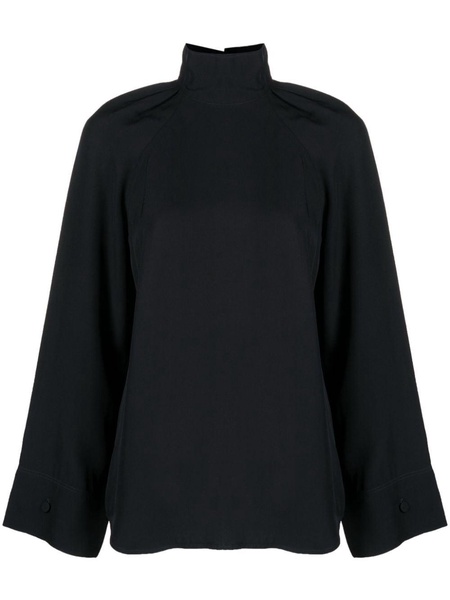 high-neck long-sleeve blouse 