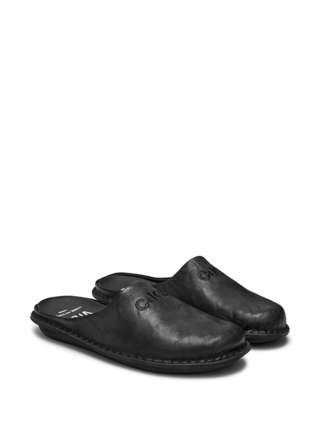 X Viba Roma Black Leather Slippers