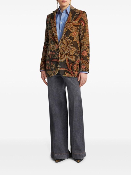 paisley-print velvet blazer