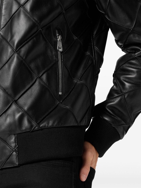 quilted leather bomber jacket