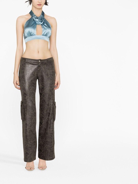 cut-out satin crop top