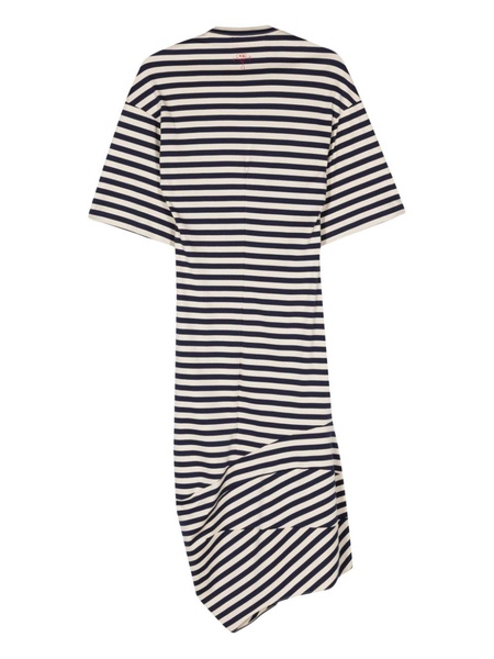 asymmetric striped T-shirt dress