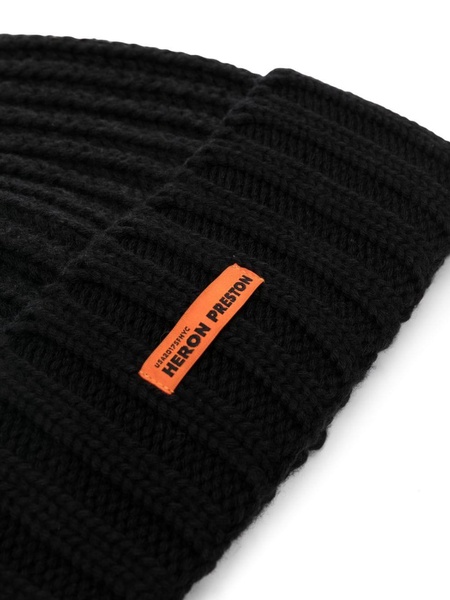 rib-knit wool beanie