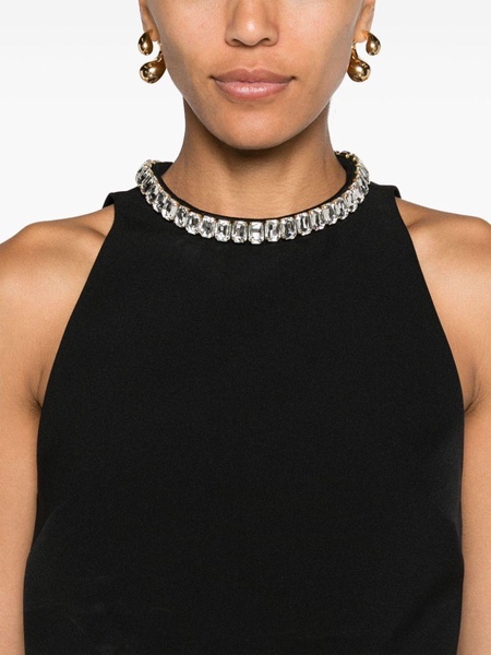 crystal-embellished sleeveless crop top