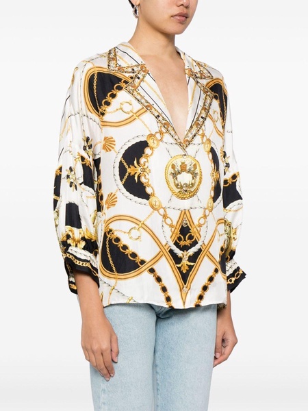 Sea Charm chain-print silk shirt