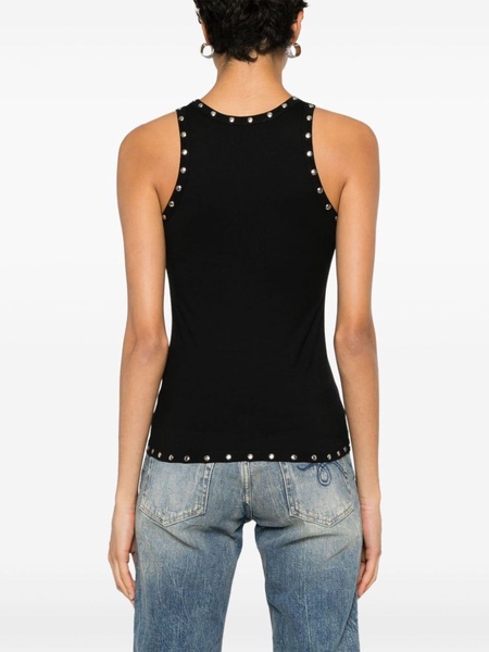 logo-embroidered studded tank top