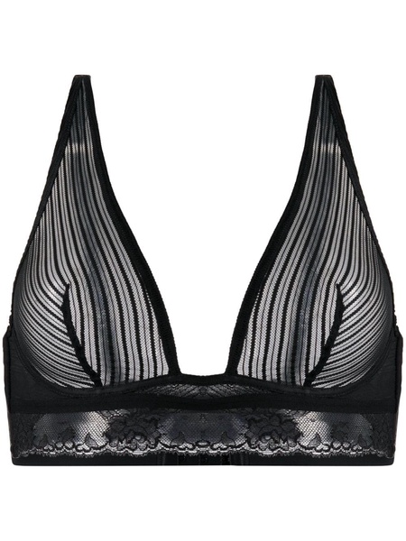 stripe mesh soft cup bra