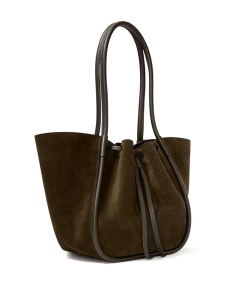 large Ruched suede tote bag