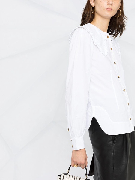 oversized-collar buttoned blouse