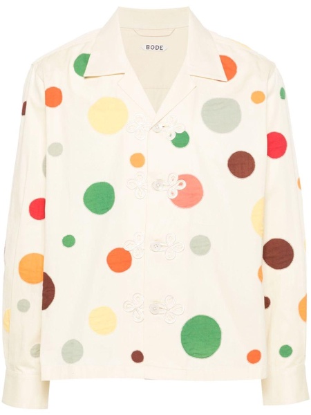 Neutral Dot-Appliqué Cotton Shirt