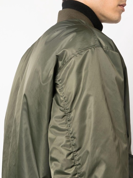 ruched-sleeve padded bomber jacket