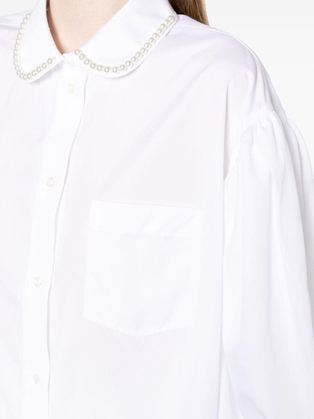 pearl-embellished cotton shirt