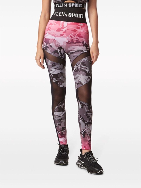 camouflage-print high-waisted leggings