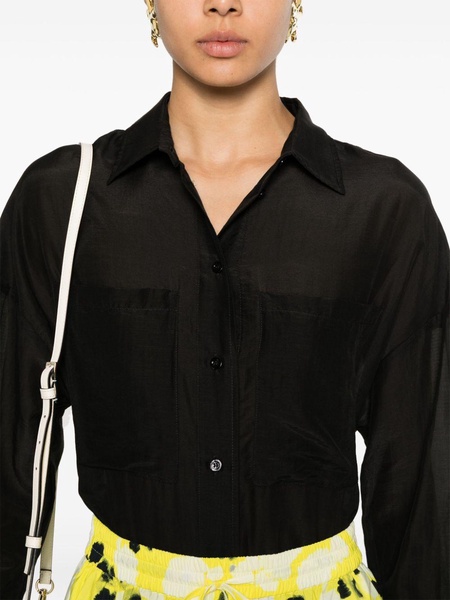 chest-pockets semi-sheer shirt