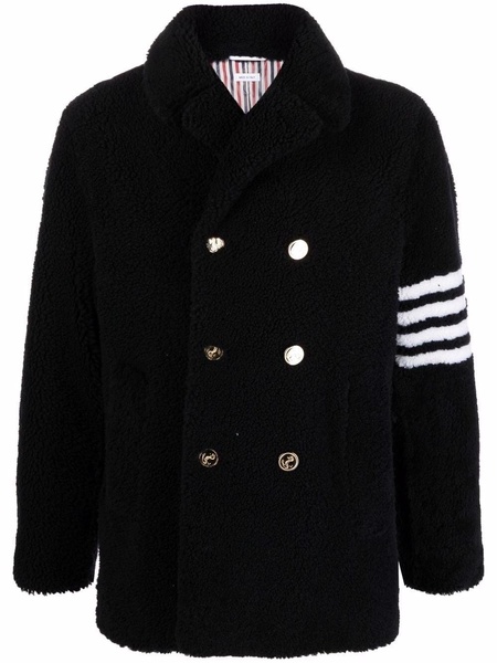 4-Bar stripe shearling peacoat 