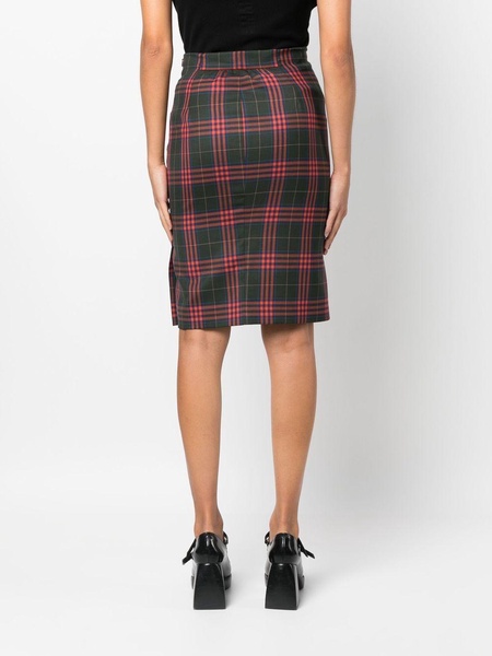 high-waisted check-skirt