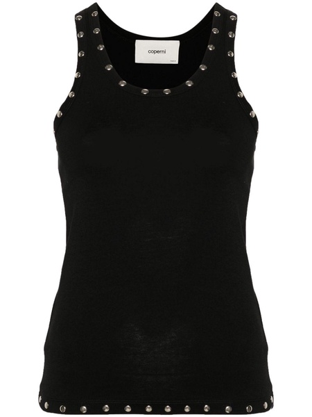 logo-embroidered studded tank top