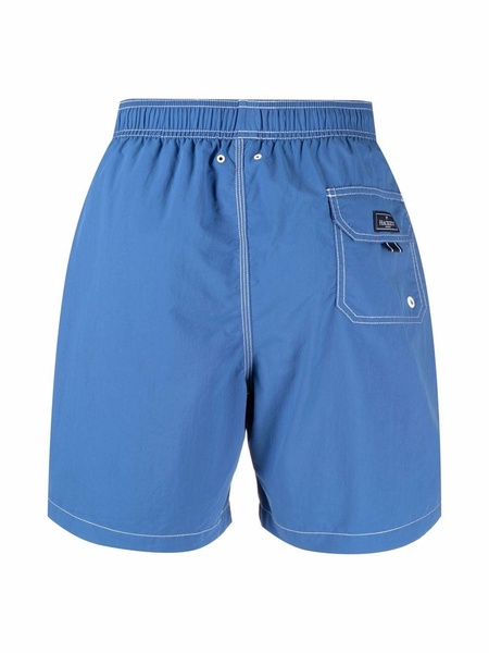 logo-patch flap-pocket swim shorts 