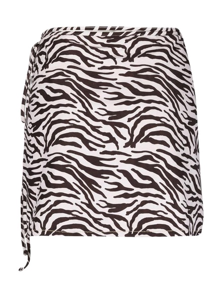 Behati zebra-print wrap skirt mocha