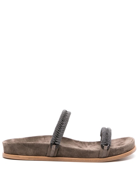 Monili-straps suede slides