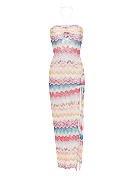 zigzag-print halterneck maxi dress