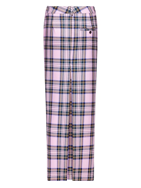 checked wool midi skirt