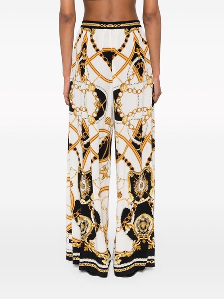 graphic-print silk flared trousers