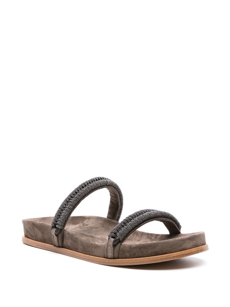 Monili-straps suede slides