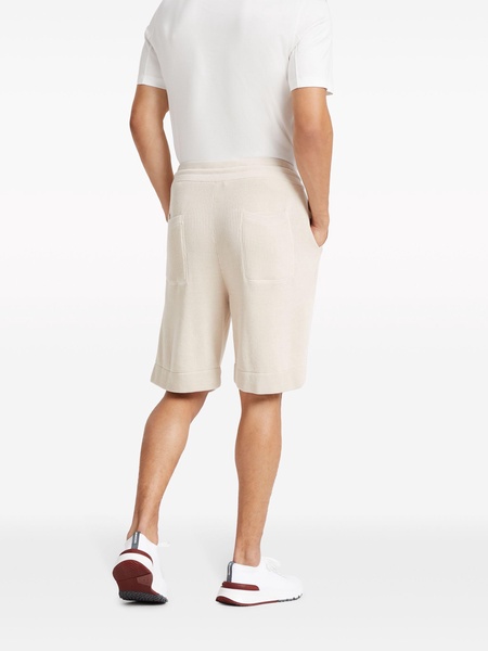 drawstring-waist fine-ribbed shorts