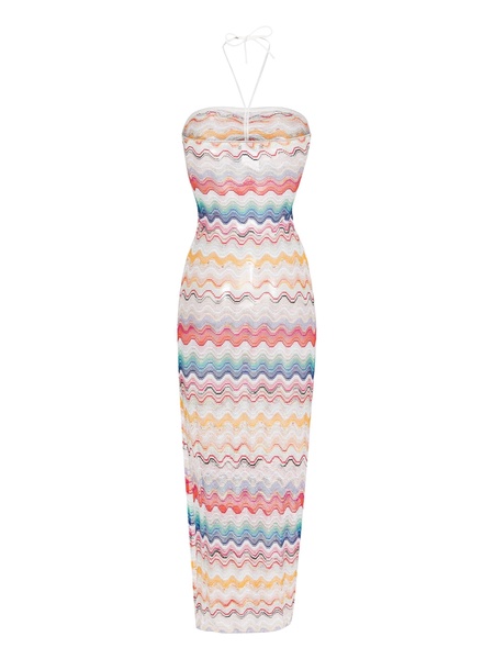 zigzag-print halterneck maxi dress