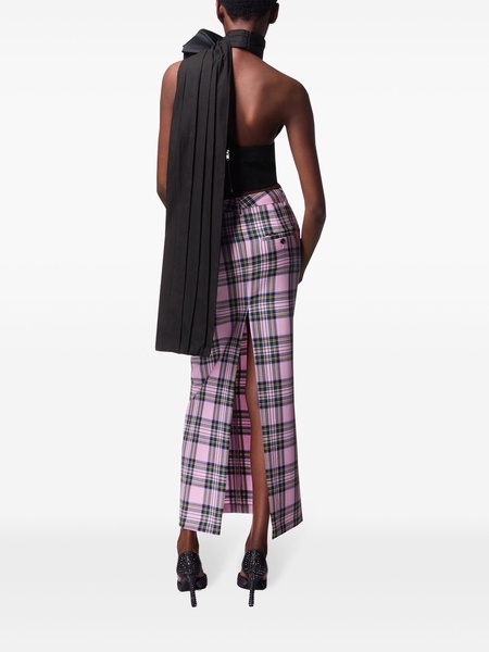 checked wool midi skirt