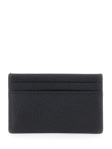 Black 'GG Marmont' Cardholder with Aged-gold Logo in Leather Man