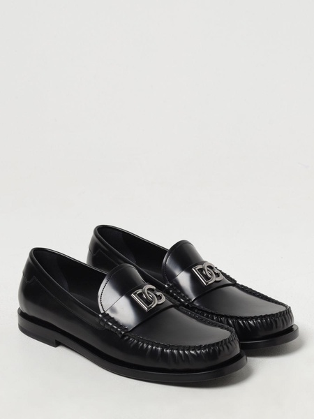 Dolce&Gabbana Black Leather Loafer With Logo Men