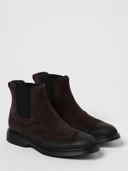 Hogan H576 ankle boots in suede with swallowtail brogue pattern