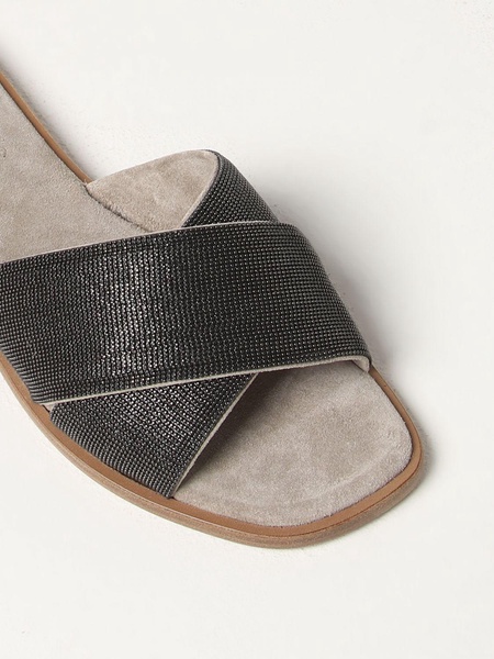 Brunello Cucinelli slides in suede with monili