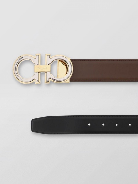 Black leather reversible Gancini belt