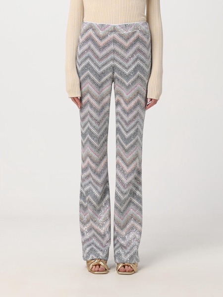 sequinned zigzag-woven flared trousers